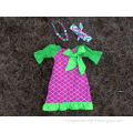 2015 girls hot pink quatrefoil lime dress baby dress with matching hair bows and headband set
